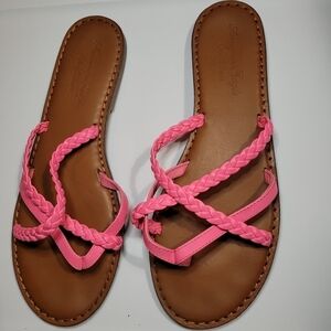 American Eagle Outfitters Neon Pink slip-on Flip Flop Sandles. 11
